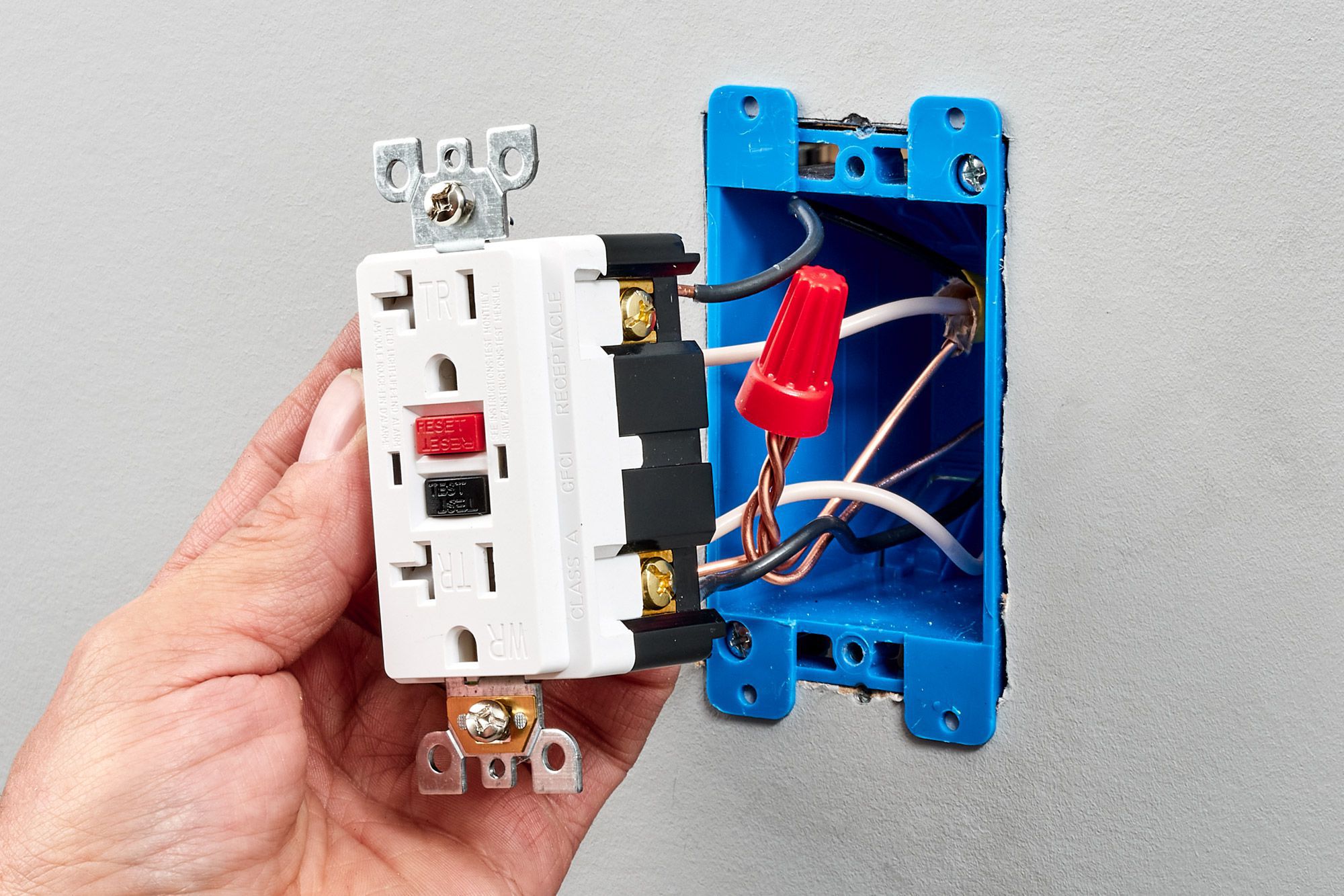 Replace old worn switches and receptacles. Old two prong receptacles must be replaced with GFCI for safety purposes.